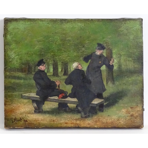 1135 - G. Hart, Late 19th century, Oil on canvas, Old Sweats, Three veteran soldiers remembering the battle... 