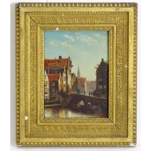 1137 - Manner of Jan Jacob Coenraad Spohler (1837-1923), Oil on panel, Rokin - Old Canal in Amsterdam, with... 