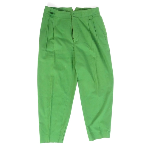 1739 - Vintage fashion / clothing: A pair of vintage Claude Montana trousers in green in UK size 44, waist ... 