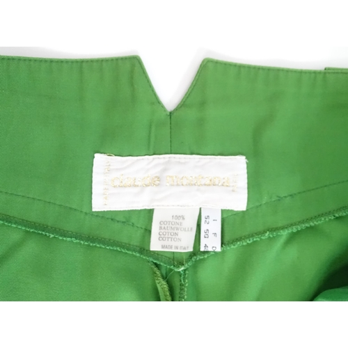 1739 - Vintage fashion / clothing: A pair of vintage Claude Montana trousers in green in UK size 44, waist ... 