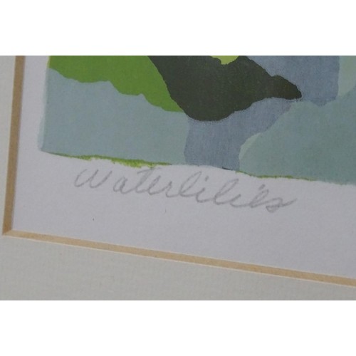 181 - J Heath, 1979, Limited edition screen print, no. 8/12, Waterlilies, Signed, numbered and titled unde... 