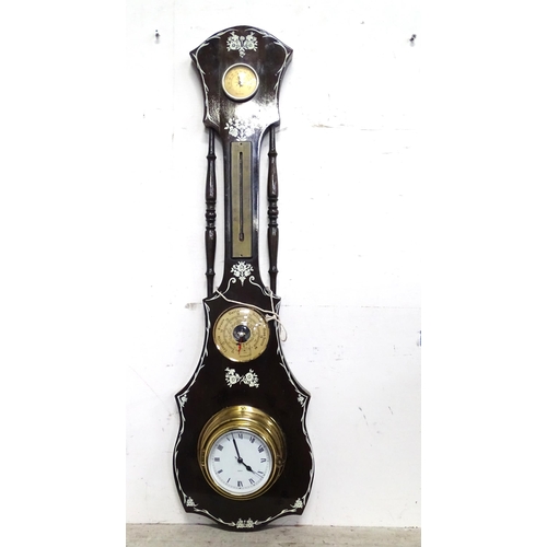 190 - 20thC combination  clock / aneroid barometer / thermometer