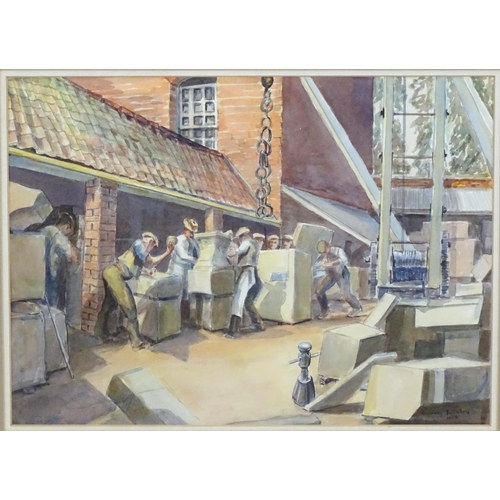 192 - Conway Turnley, 20th century, Watercolour, Stone Masons Yard. Signed and dated 1959 lower right. App... 