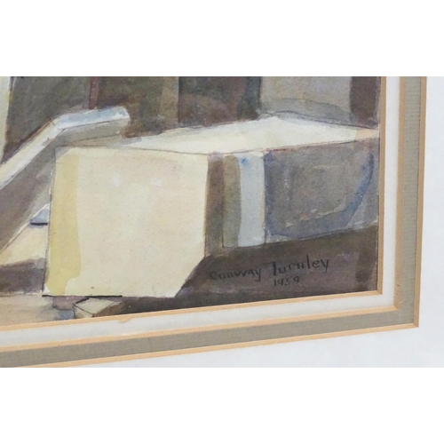 192 - Conway Turnley, 20th century, Watercolour, Stone Masons Yard. Signed and dated 1959 lower right. App... 