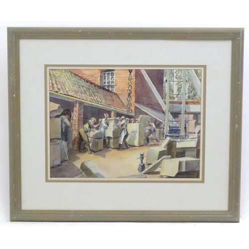 192 - Conway Turnley, 20th century, Watercolour, Stone Masons Yard. Signed and dated 1959 lower right. App... 