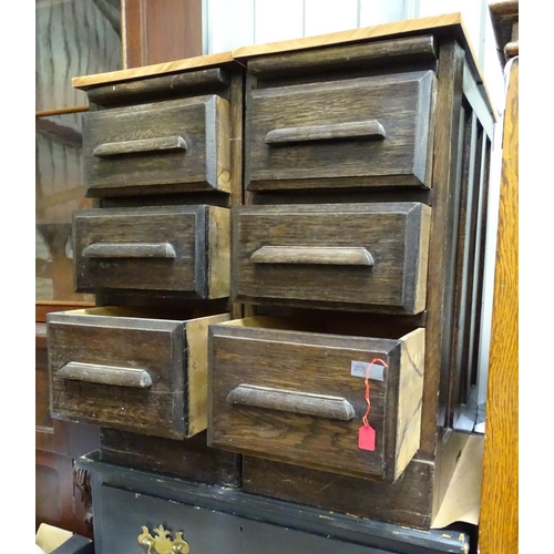 196 - A pair of oak pedestals. Approx. 28