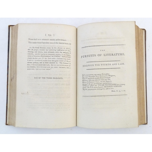 206 - Book: The Pursuits of Literature: A Satirical Poem in Four Dialogues, by Thomas James Mathias. Seven... 