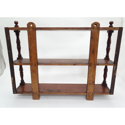 211 - Three tier wall hanging shelves. Approx 30