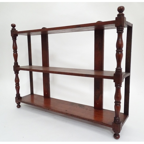 211 - Three tier wall hanging shelves. Approx 30