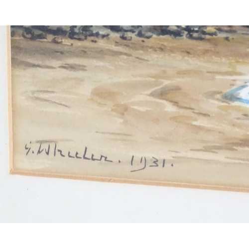 253 - G. Wheeler, Early 20th century, Watercolour, A coastal scene with sailing boats in a cove. Signed an... 