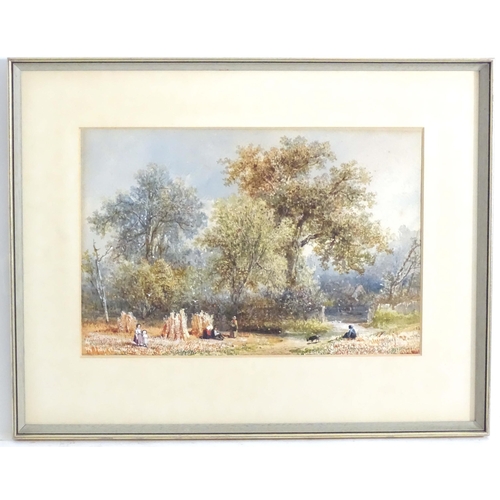 284 - E. Toovey, Late 19th century, English School, Watercolour and gouache, A country scene with figures ... 