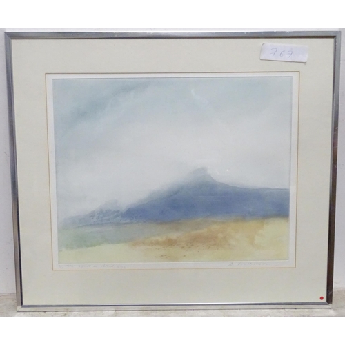 287 - A signed limited edition print titled The Sgurr in Cloud, Eigg, by Donald Wilkinson. Signed, titled ... 