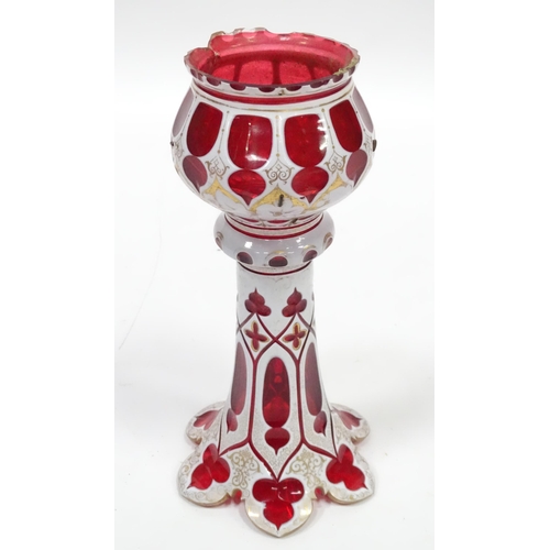 109 - Bohemian  red and white glass vase 12