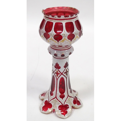 109 - Bohemian  red and white glass vase 12