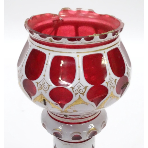 109 - Bohemian  red and white glass vase 12