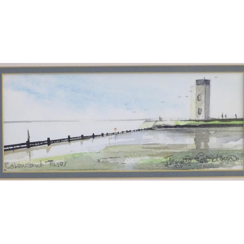 112 - Six assorted prints and watercolours to include a limited edition print of Wivenhoe, signed Johnny M... 