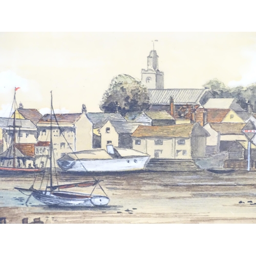 112 - Six assorted prints and watercolours to include a limited edition print of Wivenhoe, signed Johnny M... 