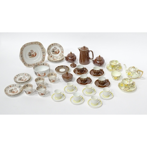 228 - A quantity of assorted tea wares to include a Radfords teapot, cups and saucers in the pattern Fento... 