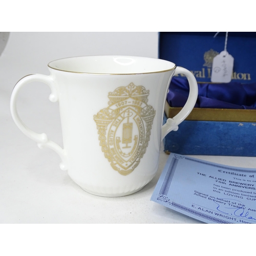 1098 - A boxed Royal Doulton limited edition loving cup commemorating the 75th anniversary of the Allied Br... 