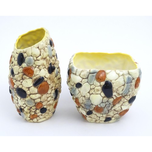 57 - Two Sylvac pebble vases. Marked under, one impressed 3415, the other 3358. Largest approx. 9