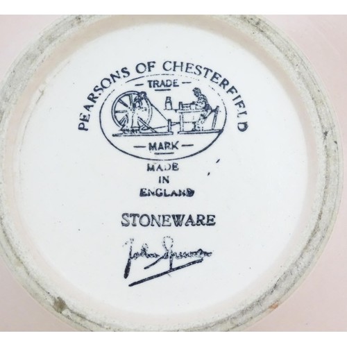 98 - Three items of studio pottery comprising a bowl with a pink glaze and incised decoration by Pearsons... 