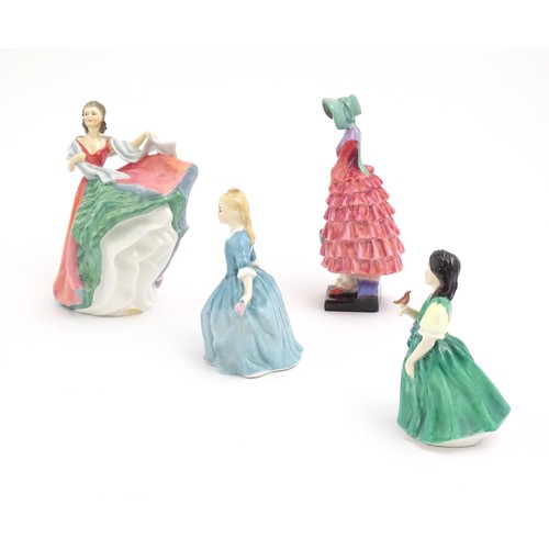 101 - Four Royal Doulton figures comprising Ann, no. HN3259; Priscilla, no. HN1340; A Child from Williamsb... 