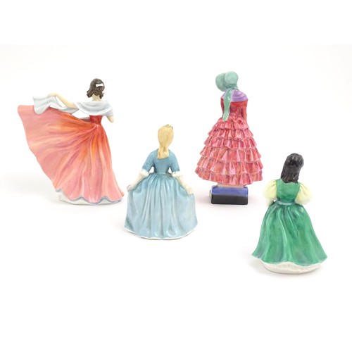 101 - Four Royal Doulton figures comprising Ann, no. HN3259; Priscilla, no. HN1340; A Child from Williamsb... 