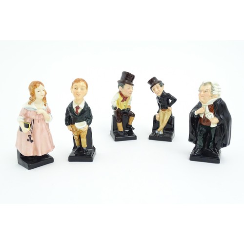 103 - Five Royal Doulton Charles Dickens figures to include Sam Weller, Oliver Twist, Jingle, Buzz Fuzz, a... 