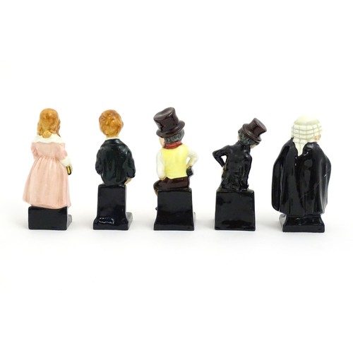 103 - Five Royal Doulton Charles Dickens figures to include Sam Weller, Oliver Twist, Jingle, Buzz Fuzz, a... 