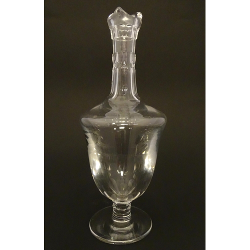 202 - St Louis Glass : A Saint Louis carafe on circular foot. Approx 12