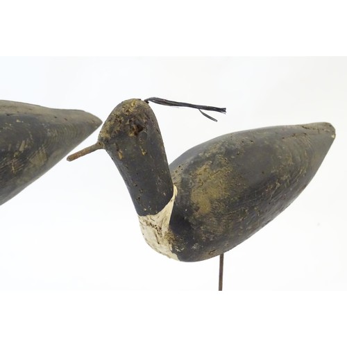 863 - Three late 19th / early 20thC folk art / naive vernacular hand carved and painted wooden Lapwing dec... 