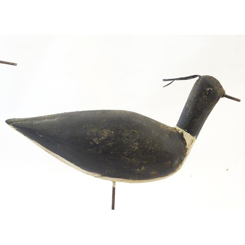 863 - Three late 19th / early 20thC folk art / naive vernacular hand carved and painted wooden Lapwing dec... 