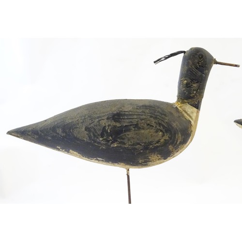 863 - Three late 19th / early 20thC folk art / naive vernacular hand carved and painted wooden Lapwing dec... 