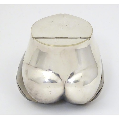 868 - Taxidermy: A late 19thC / early 20thC inkwell formed from a horse hoof with silver plate mounts. App... 