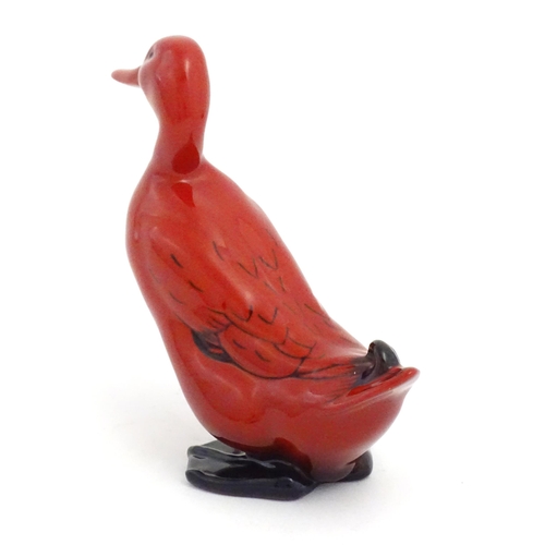 113 - A Royal Doulton flambe model of a duck. Marked under. Approx. 5 3/4