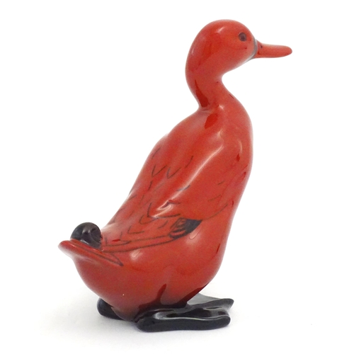 113 - A Royal Doulton flambe model of a duck. Marked under. Approx. 5 3/4