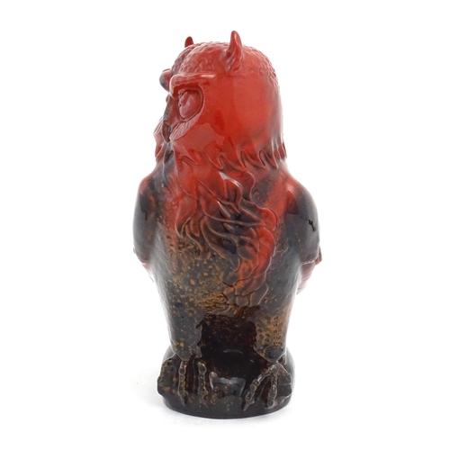 115 - A Royal Doulton flambe veined model of an owl. Marked under. Approx. 11 3/4