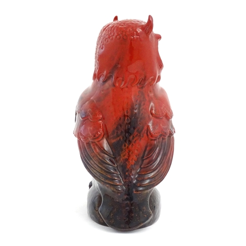 115 - A Royal Doulton flambe veined model of an owl. Marked under. Approx. 11 3/4