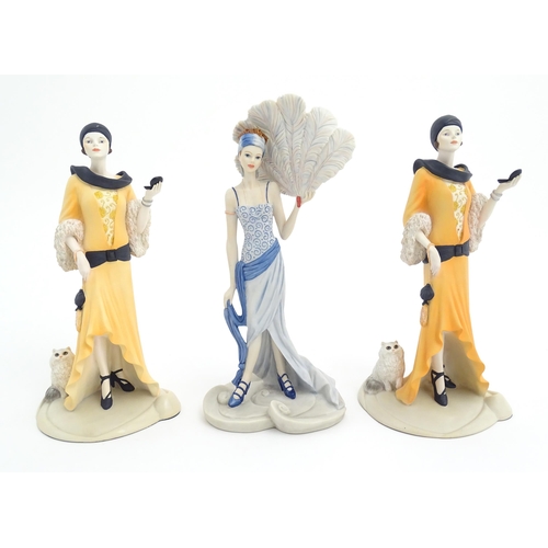 149 - Three Coalport Roaring Twenties ladies to include Trudy and Sadie. Largest approx. 12 1/4