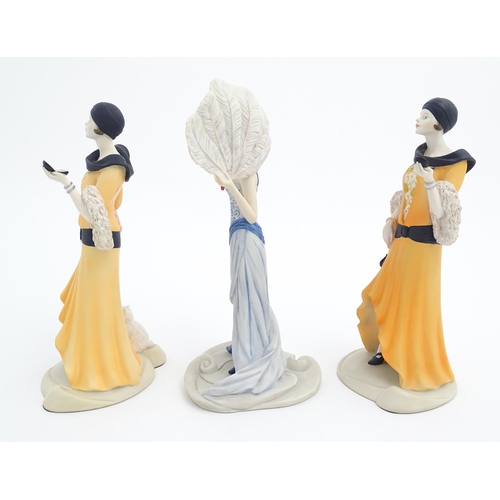 149 - Three Coalport Roaring Twenties ladies to include Trudy and Sadie. Largest approx. 12 1/4