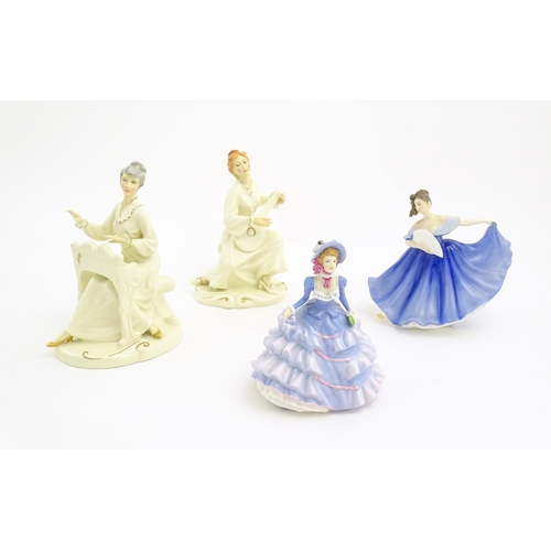 155 - Four assorted Royal Doulton figures / ladies comprising Hannah, Elaine HN2791, and Serenade HN2753 a... 