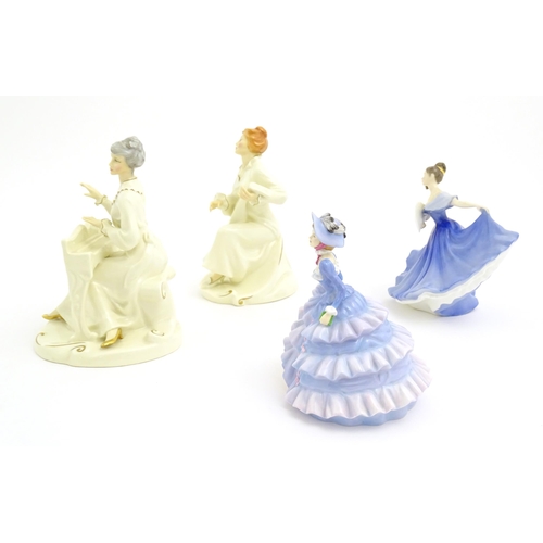 155 - Four assorted Royal Doulton figures / ladies comprising Hannah, Elaine HN2791, and Serenade HN2753 a... 