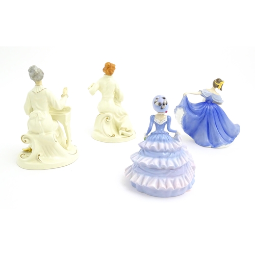 155 - Four assorted Royal Doulton figures / ladies comprising Hannah, Elaine HN2791, and Serenade HN2753 a... 