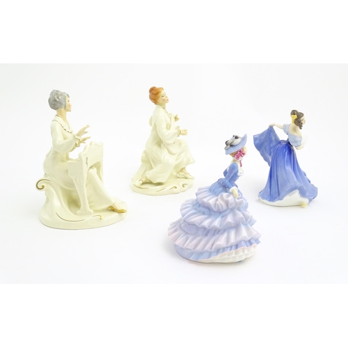 155 - Four assorted Royal Doulton figures / ladies comprising Hannah, Elaine HN2791, and Serenade HN2753 a... 