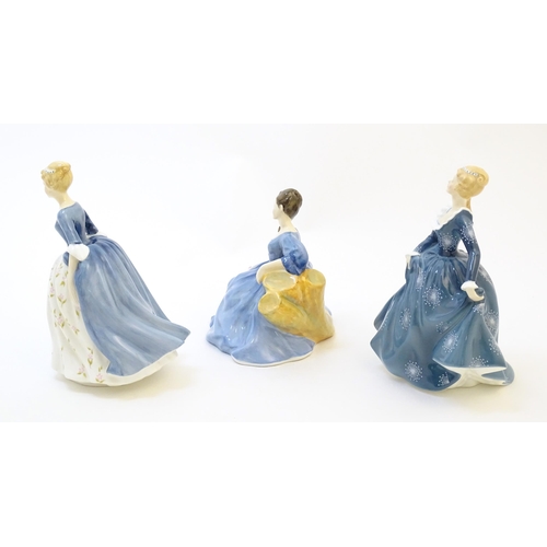 157 - Three Royal Doulton figures / ladies comprising Alison HN2336, Elyse HN2429 and Fragrance HN 2334. M... 