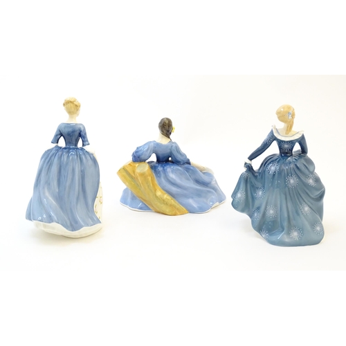 157 - Three Royal Doulton figures / ladies comprising Alison HN2336, Elyse HN2429 and Fragrance HN 2334. M... 