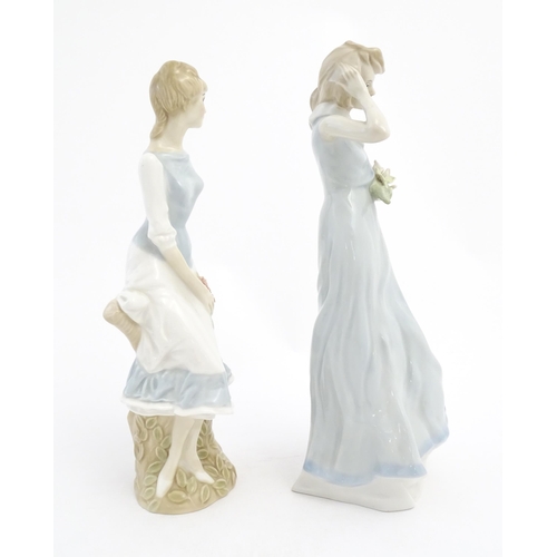 166 - Two Royal Doulton figures / ladies from the Reflections collection comprising Windflower HN3077 and ... 