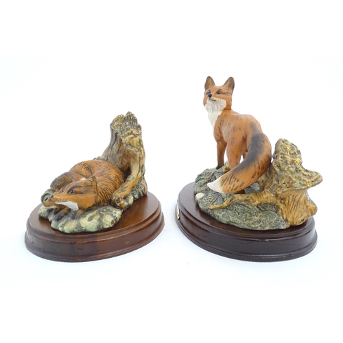 181 - Four Royal Doulton models of animals from the Wildlife collection comprising Fox & Cub, Fox, Otter, ... 