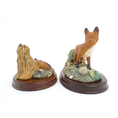 181 - Four Royal Doulton models of animals from the Wildlife collection comprising Fox & Cub, Fox, Otter, ... 