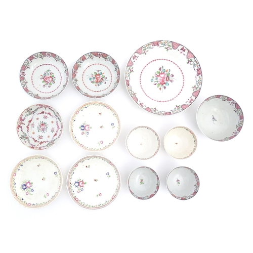 74 - A quantity of assorted English 18thC and later tea wares with floral and foliate decoration to inclu... 